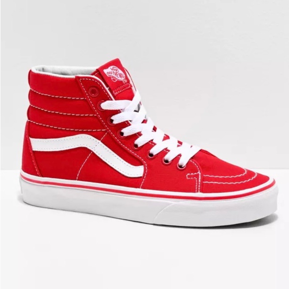 Vans Sk8-Hi High Top Skate Shoe - Racing Red - 6.5M/8W